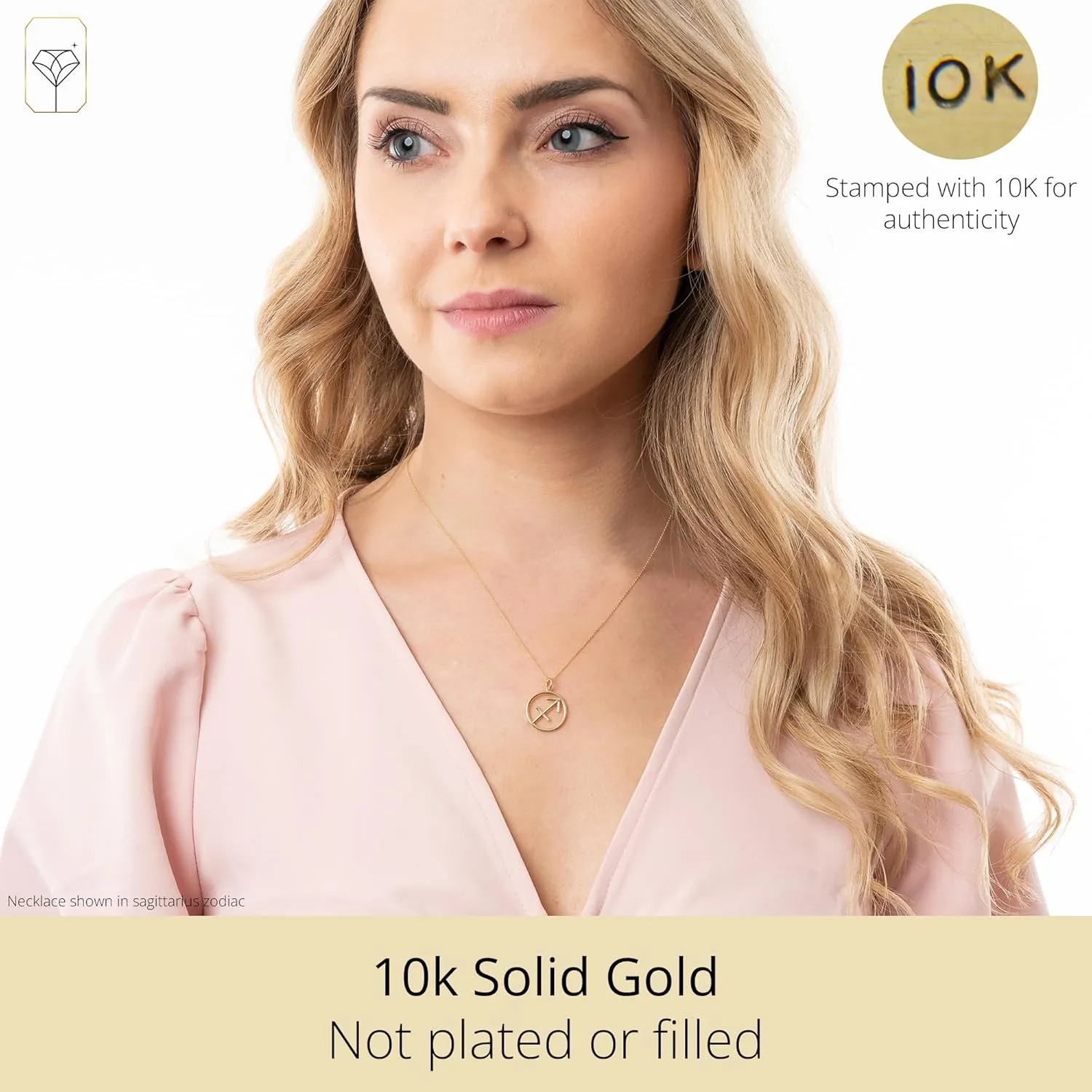 MAX   STONE 10k Gold Zodiac Necklace for Women | Dainty Real Gold Necklace for Women | Adjustable 16-18 Inch Zodiac Sign Necklace | Gold Pendant Necklace | Astrology Gifts for Women