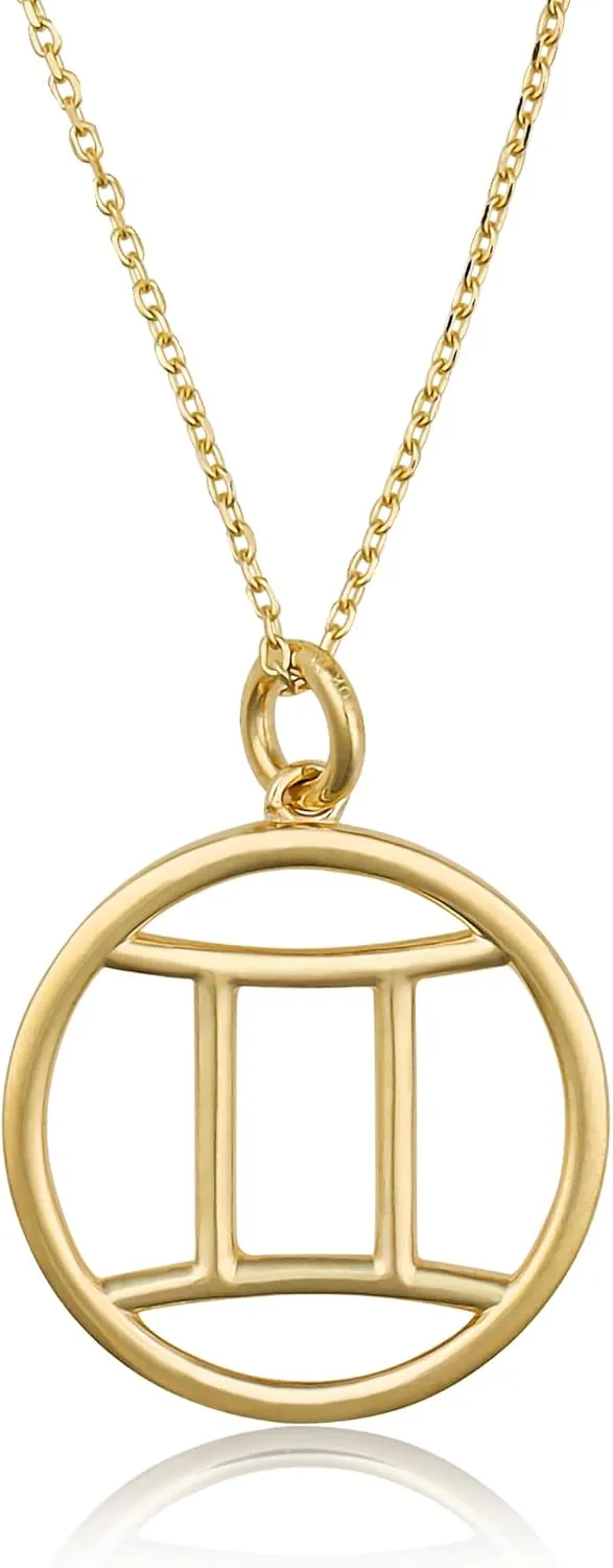 MAX   STONE 10k Gold Zodiac Necklace for Women | Dainty Real Gold Necklace for Women | Adjustable 16-18 Inch Zodiac Sign Necklace | Gold Pendant Necklace | Astrology Gifts for Women