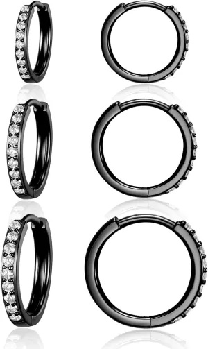 MDFUN 18K Gold Plated Chunky Hoop Earrings Set for Women Cubic Zirconia Hypoallergenic Small Huggie Hoops Earring Jewelry