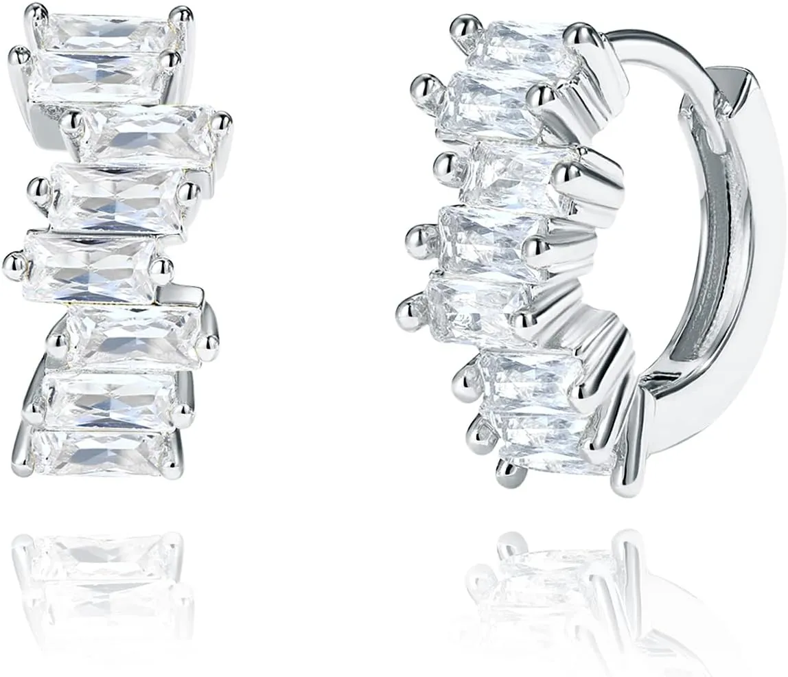 Me&Hz Gold Huggie Earrings Small Huggie Hoop Earrings for Women 14K Gold Plated Hypoallergenic Cubic Zirconia Huggies Mini Silver Hoop Earring for Women