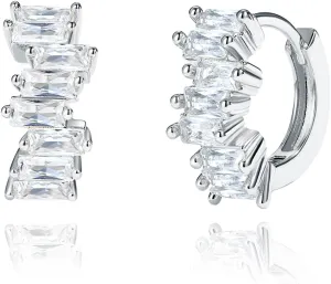 Me&Hz Gold Huggie Earrings Small Huggie Hoop Earrings for Women 14K Gold Plated Hypoallergenic Cubic Zirconia Huggies Mini Silver Hoop Earring for Women