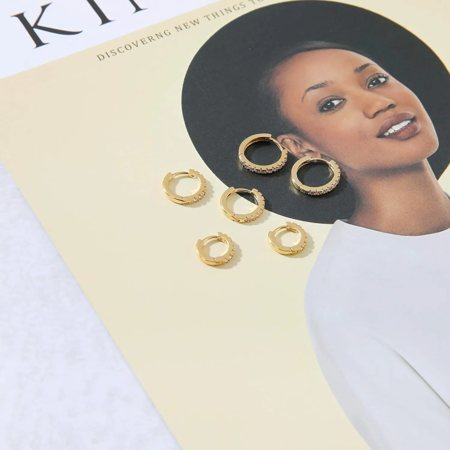micuco 3 Pairs Small Hoop Earrings Tiny Cartilage Earrings for Women Cubic Zirconia Earrings Huggie Hoop Ear Piercing Earrings for Men 8mm 10mm 12mm