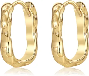 MIDEEO Gold Silver Hoop Dangle Earrings For Women,14K Gold Plated Cute Hoop Earrings Dainty Gold Earrings Lightweight Hypoallergenic Statement Retro Earrings Jewelry for Birthday Party Gift