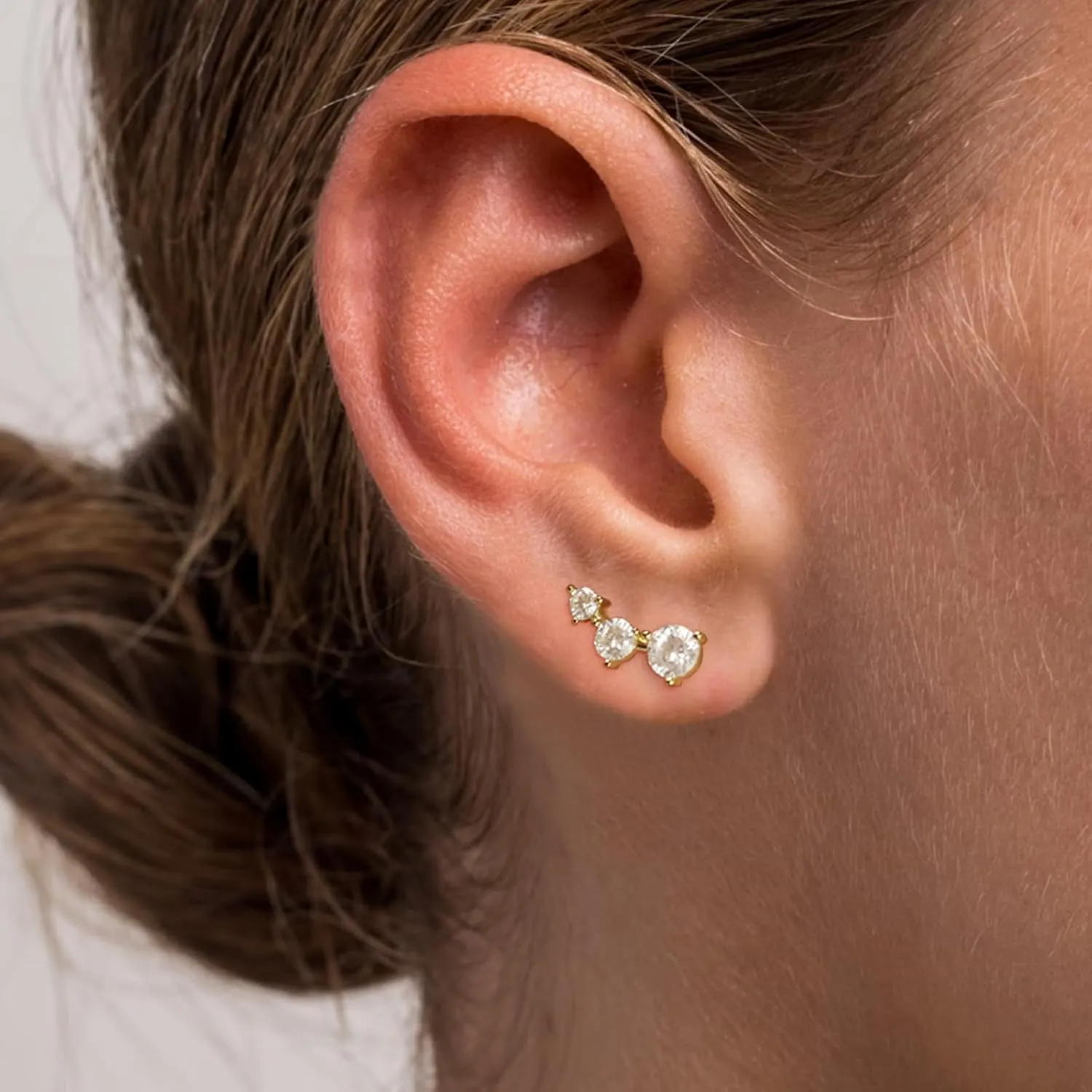 MIDEEO Stud Earrings for Women 14K Gold Plated Flat Back Stud Earrings Set for Multiple Piercing Lightweight Diamond Stud Hoop Hypoallergenic Earrings Gift for Her