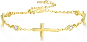 Midir&Etain Cross Bracelet 925 Sterling Silver Faith Bracelet Christian Bracelet Religious Bracelet Christian Cross Jewelry Gifts for Women