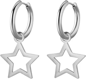 Minimalist Hollow Star Small Hoop Dangle Drop Earrings for Women Dainty Hypoallergenic Stainless Steel Silver Gold Plated Star Charm Huggie Hoops Piercing Hooped Fashion Christmas Jewelry