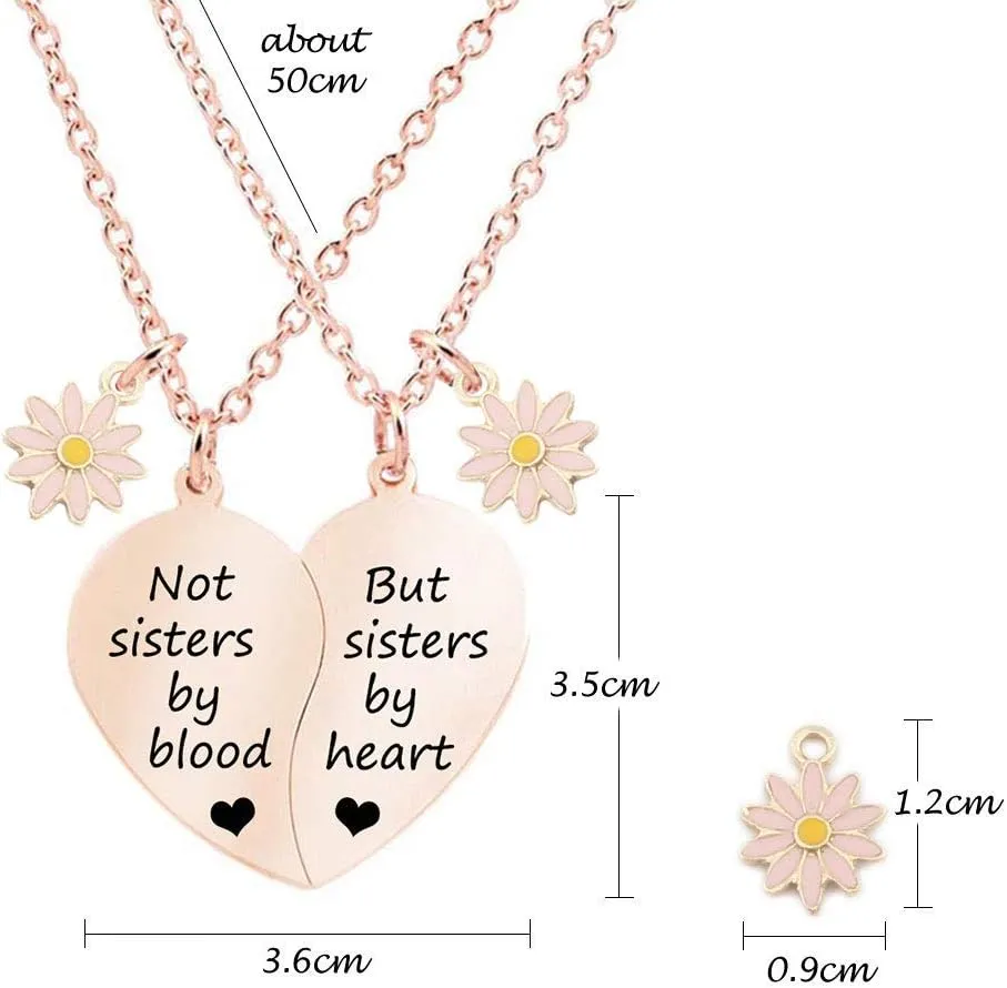 MJartoria BFF Necklace for 2-Split Heart Necklace Not Sisters by Blood Pendant Best Friend Friendship Necklace Set of 2 Valentines Day Gifts for Her