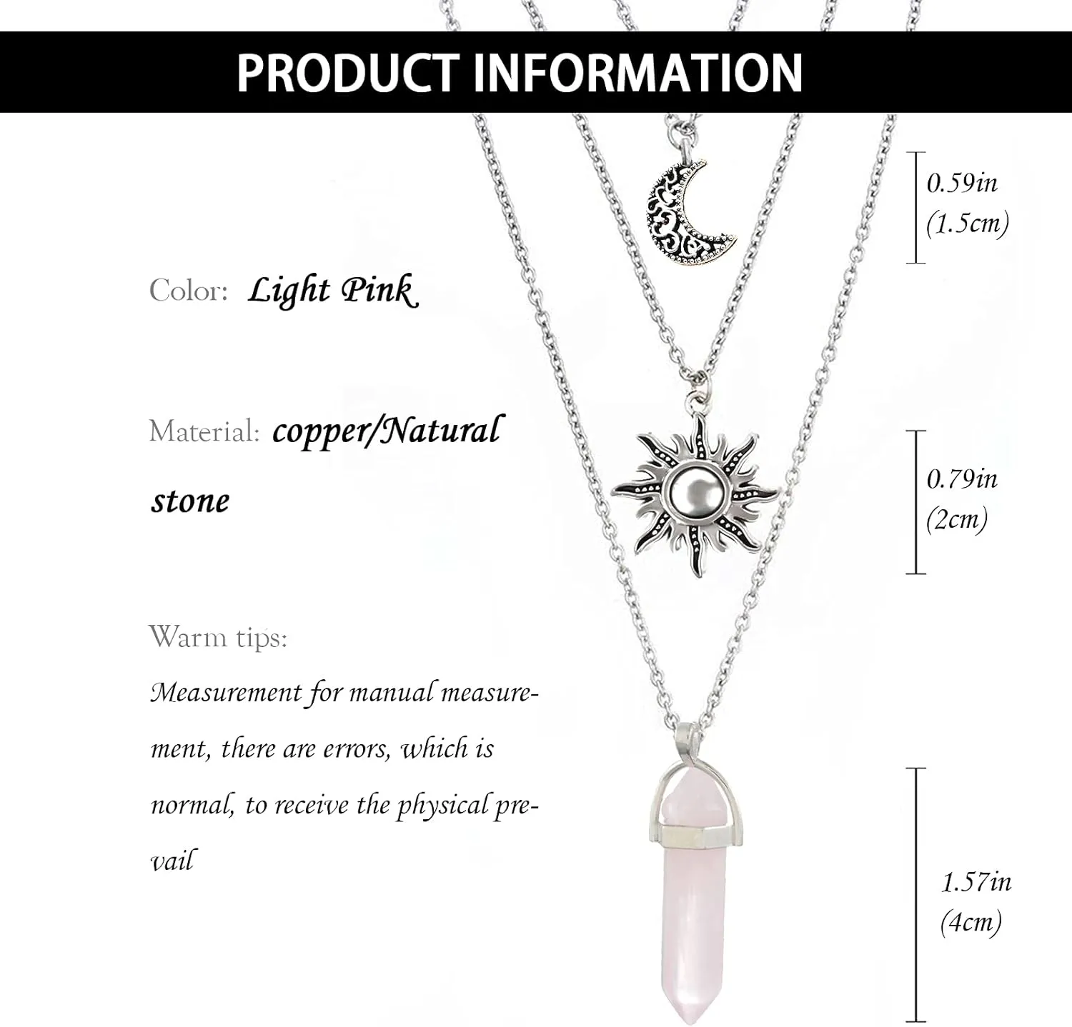 MJartoria Gothic Necklaces Chakra Sun and Moon Charm Pendant Layered Choker Necklace Set Gothic Jewelry for Women