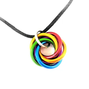 Mobii PRIDE Necklaces, Multicolor Pendant Flag Combos, Fidget Infinity Loop Forever Spiral Jewelry (18-20in Satin Cord, Rainbow, Small)