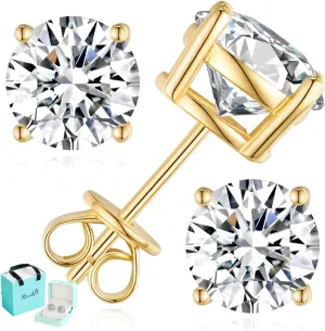 Moissanite Stud Earrings for Women Men, 0.6-6CT S925 D color Lab Created Moissanite Earring, Wedding Party Jewelry for Her Wife Girlfriend