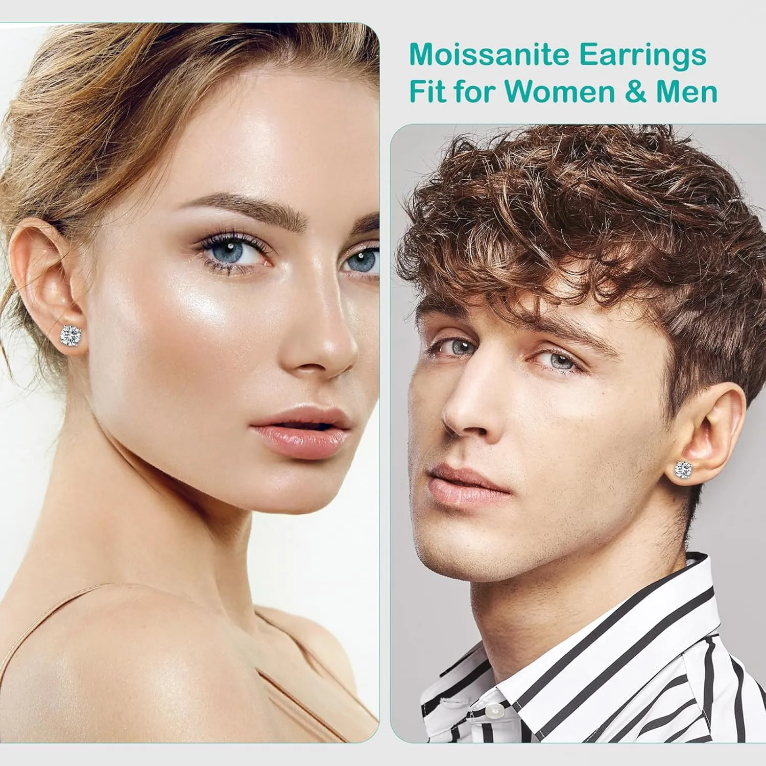 Moissanite Stud Earrings for Women Men, 0.6-6CT S925 D color Lab Created Moissanite Earring, Wedding Party Jewelry for Her Wife Girlfriend