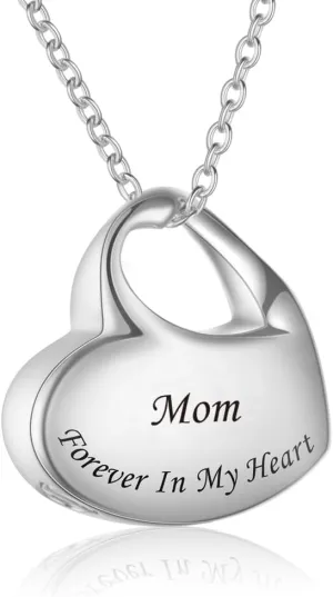 Mom Cremation Jewelry Heart Urn Necklaces for Ashes Memorial Waterproof Keepsake Pendant Stainless Steel Locket for Ash Holder