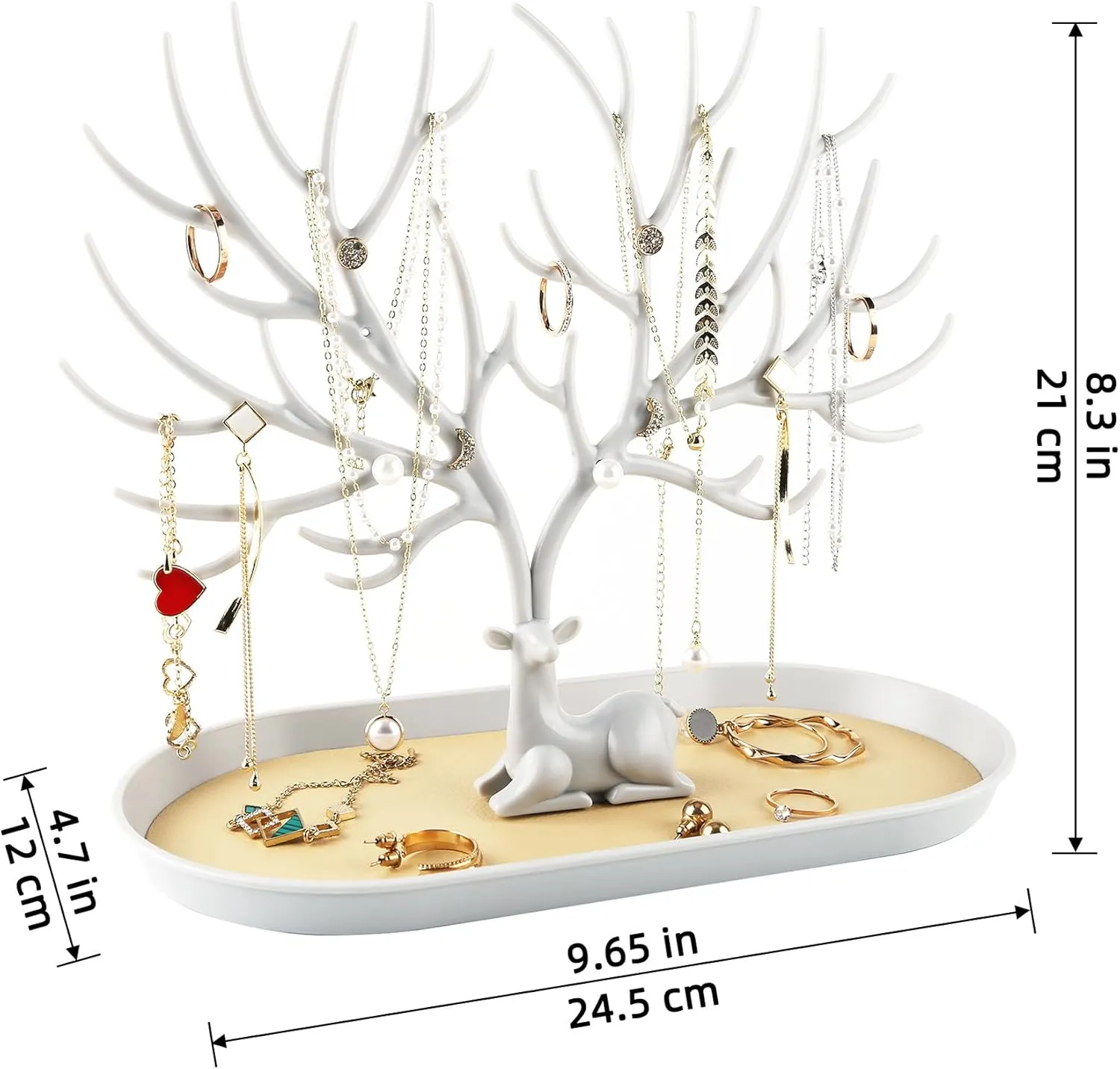 MORE&LESS Antlers Jewelry Display Stand,Tree Tower Rack Hanging Organizer for Ring Earrings Necklace Bracelet