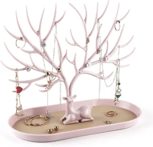 MORE&LESS Antlers Jewelry Display Stand,Tree Tower Rack Hanging Organizer for Ring Earrings Necklace Bracelet