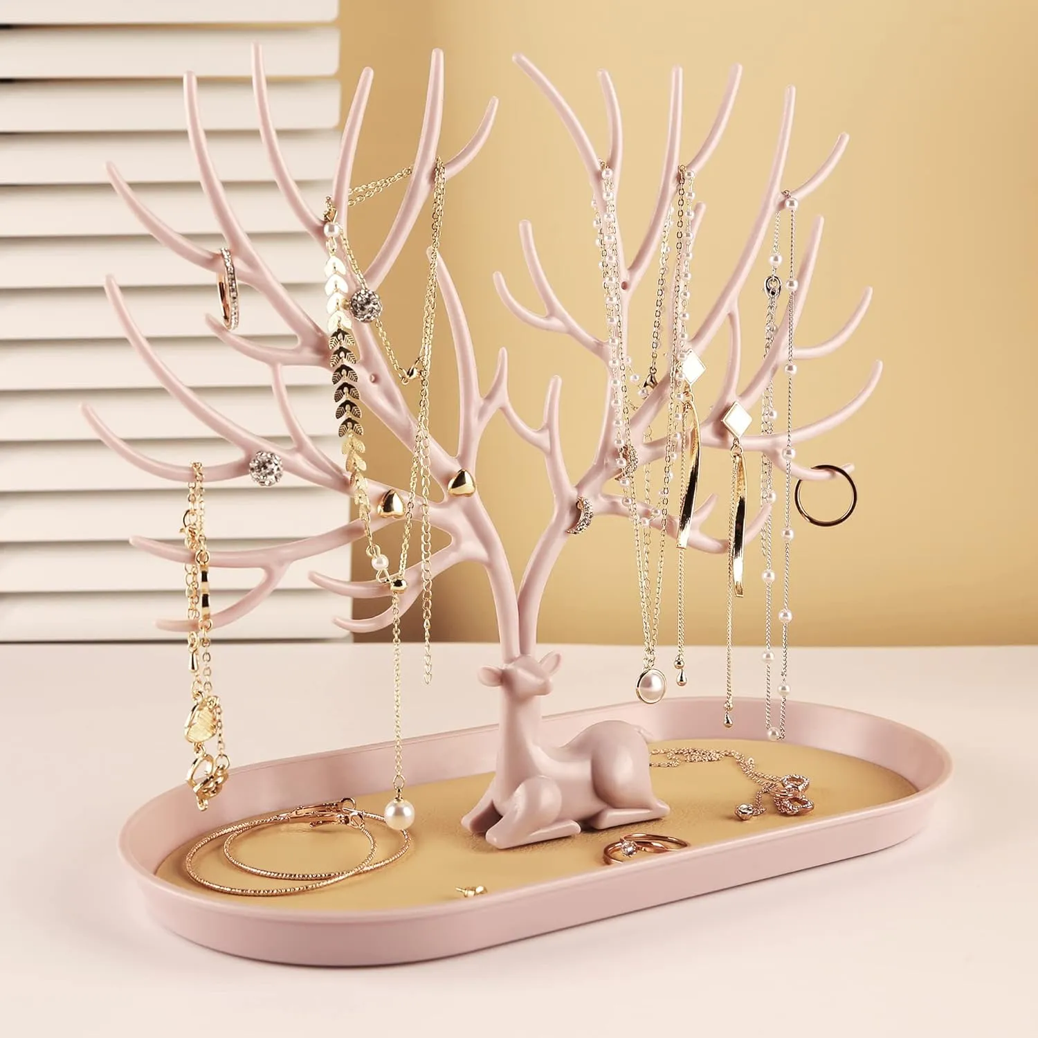 MORE&LESS Antlers Jewelry Display Stand,Tree Tower Rack Hanging Organizer for Ring Earrings Necklace Bracelet