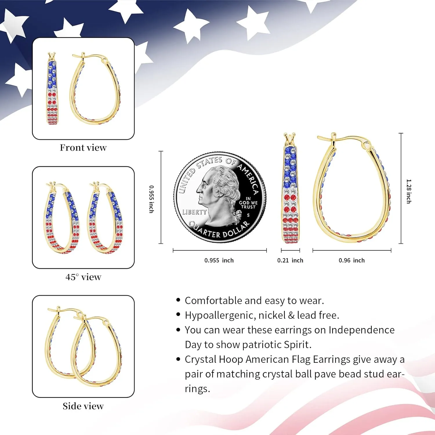 MUYUU Crystal Hoop Earrings for Women, Sparkly Earrings Inside Out Oval Hoop Earrings For Women Fashion Jewelry Gift