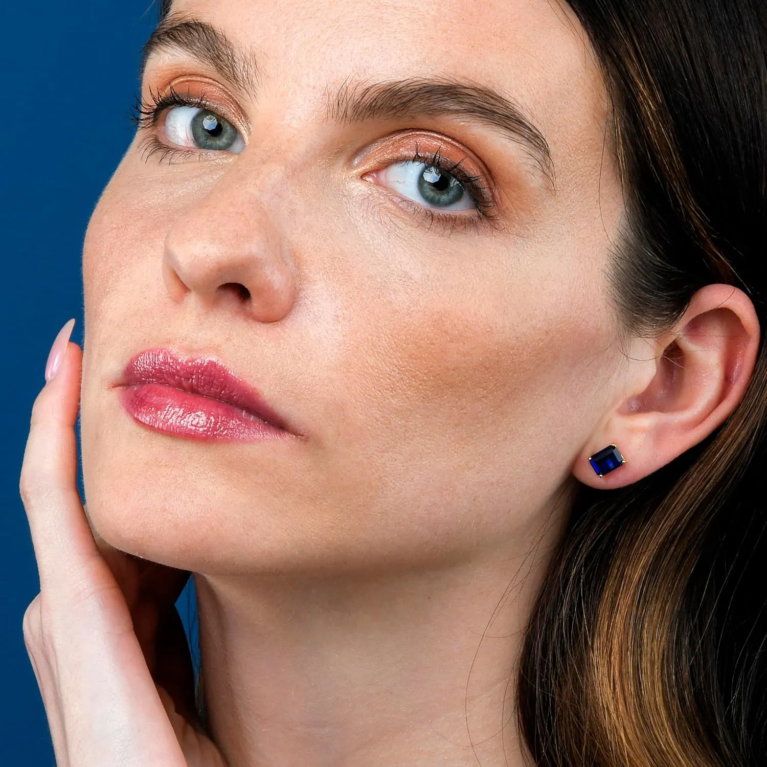 Namana Elegant Emerald-Cut 925 Sterling Silver Stud Earrings for Women, Dainty Rectangle Silver Earrings for Women with White or Colored Emerald-Cut Stones