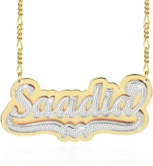 Name Plate Necklaces Double Plated Name Necklace Personalized Custom NameNecklace for Women with Heart 18k Gold Plated Nameplate Pendant for Women