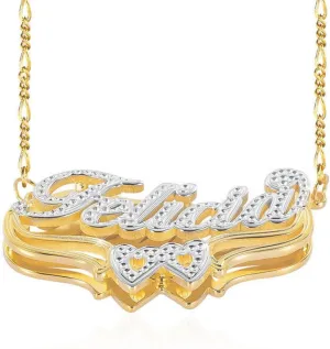 Name Plate Necklaces Double Plated Name Necklace Personalized Custom NameNecklace for Women with Heart 18k Gold Plated Nameplate Pendant for Women