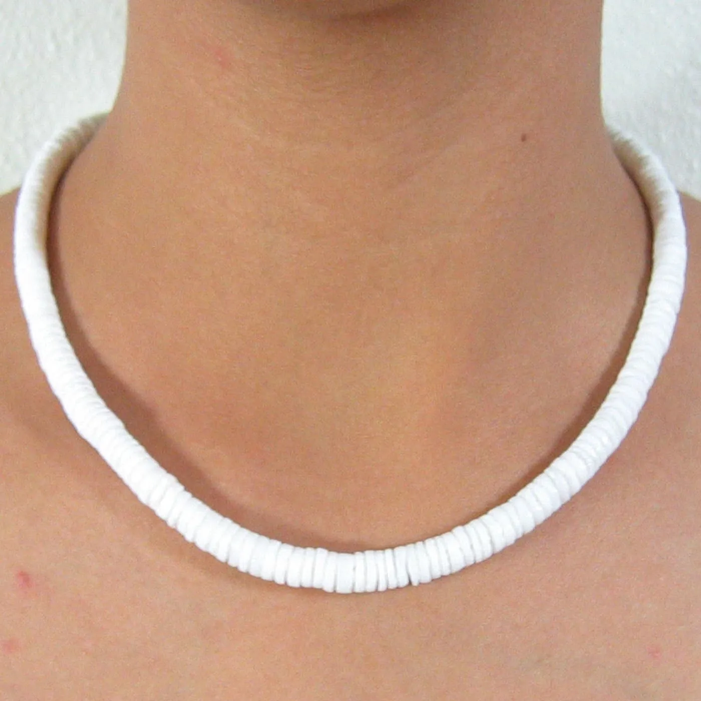 Native Treasure Mens and Womens Tropical Summer Beach Surfer Necklace from the Philippines, White Ark Shells