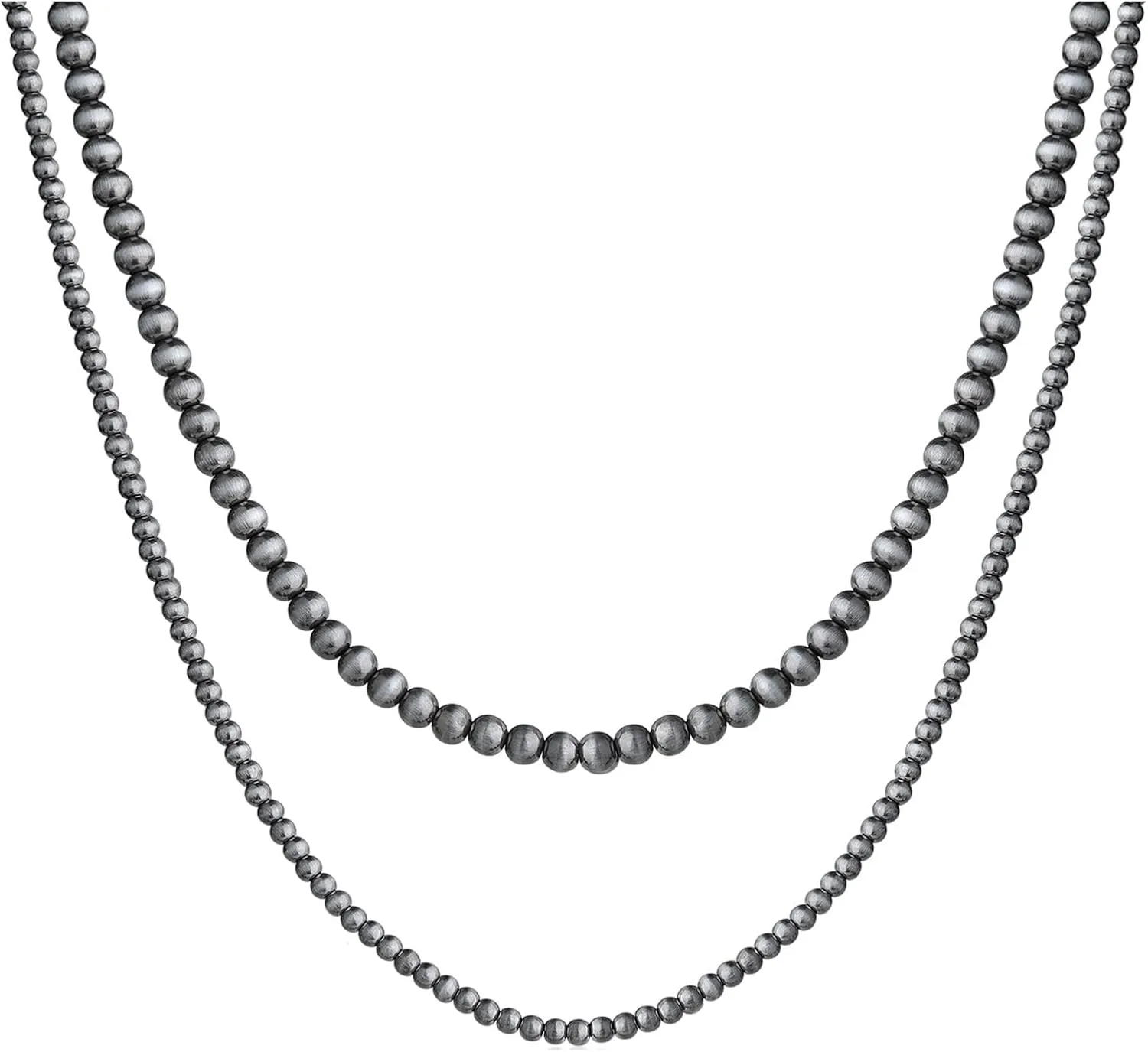 Navajo Black Pearl Layered Necklace Long Western Cowgirl Beaded Pearl Necklaces for Women Girls Party Wedding Jewelry