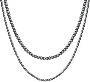 Navajo Black Pearl Layered Necklace Long Western Cowgirl Beaded Pearl Necklaces for Women Girls Party Wedding Jewelry