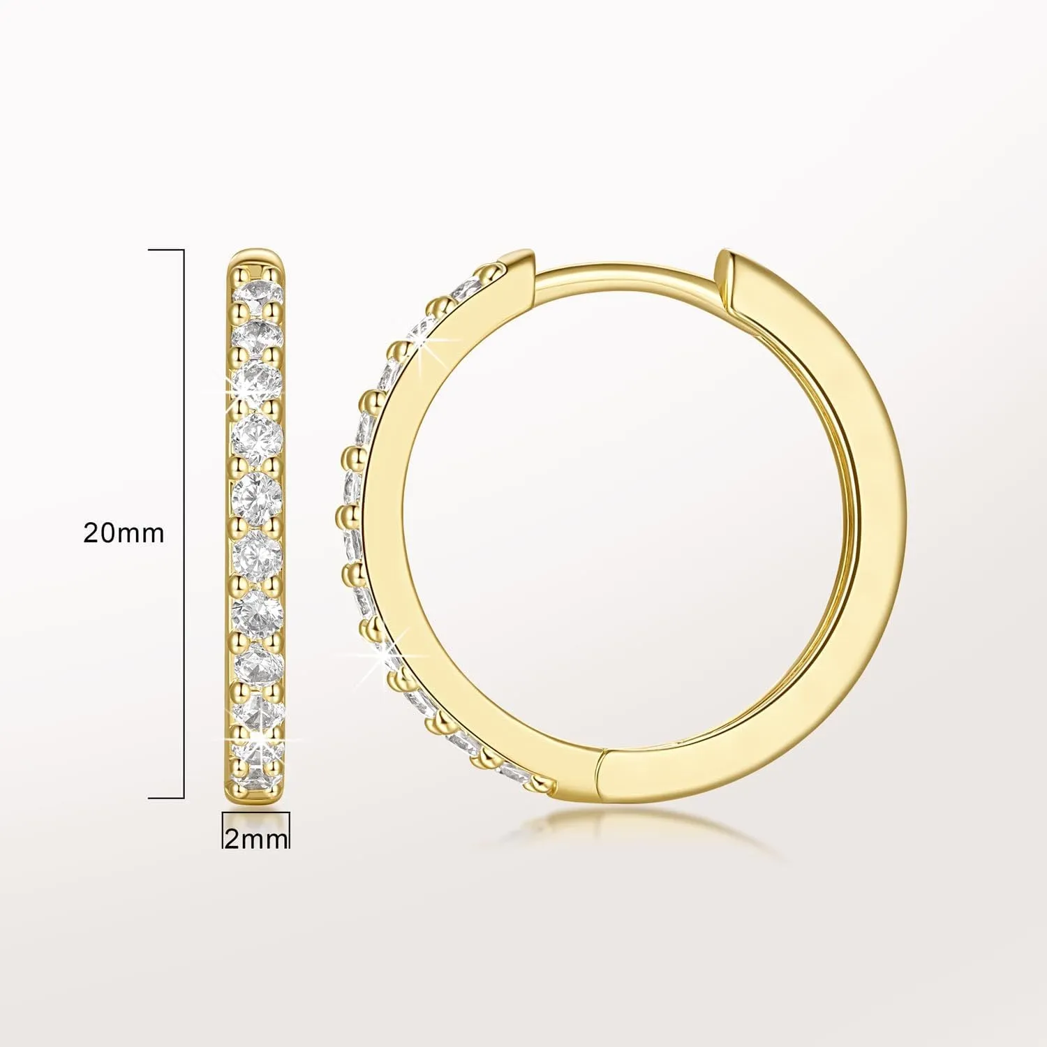 NEARLAND 14K Gold Hoop Earrings for Women 14K Gold Earrings Hypoallergenic Lightweight Small Hoop Earring for Womens with Round Cubic Zirconia Huggie Hoops Earring for Women 12/14/16/20/25/30mm