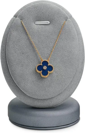 Necklace Display Stand Small Necklace Holder Microfiber Jewelry Display Stand For Birthday,Valentine's Day Gifts (Light Grey)