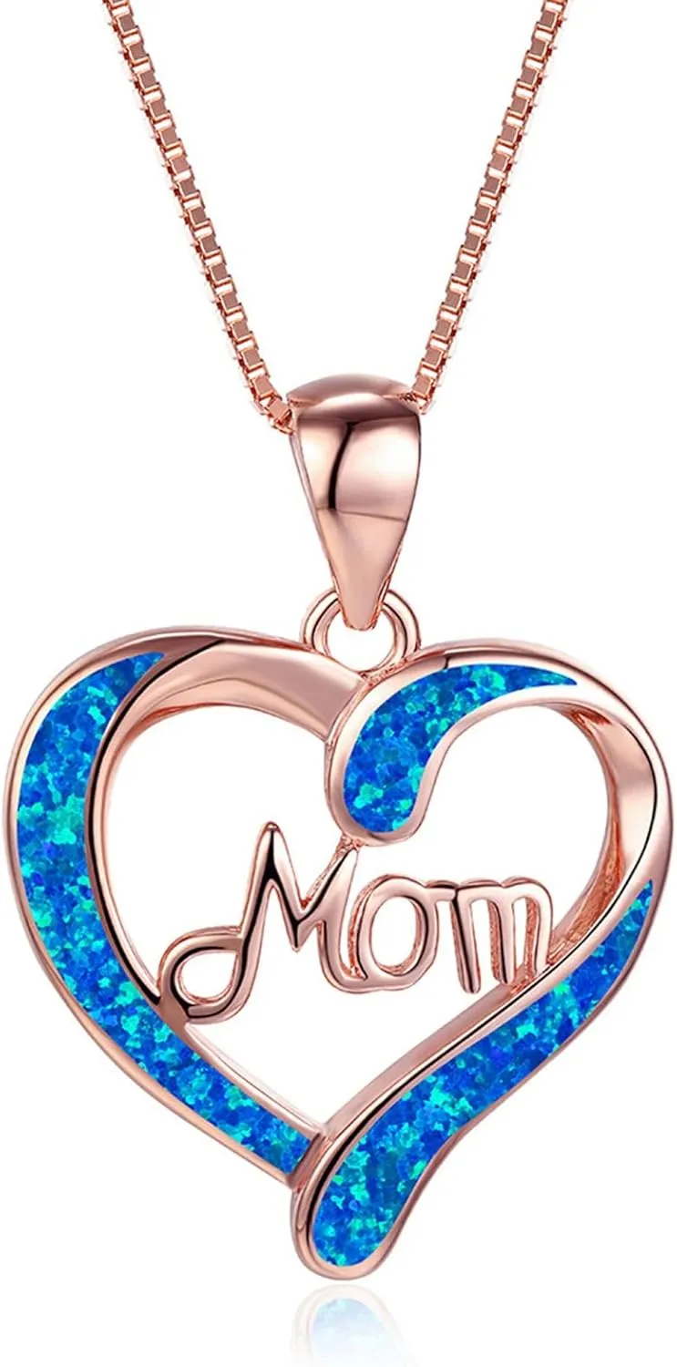 Necklaces for Women,Mom Letters Heart Shaped Crystal Pendant Necklace Collarbone Chain Necklace Jewelry Gifts