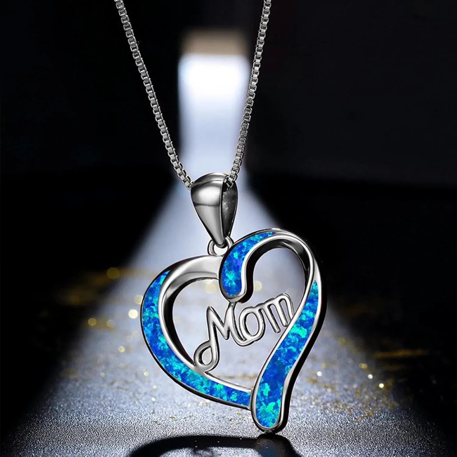 Necklaces for Women,Mom Letters Heart Shaped Crystal Pendant Necklace Collarbone Chain Necklace Jewelry Gifts