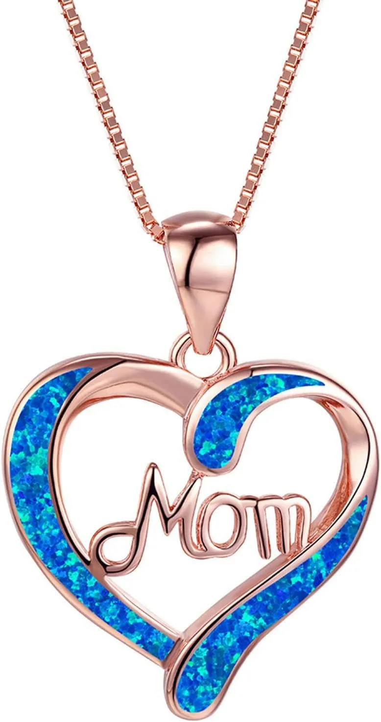 Necklaces for Women,Mom Letters Heart Shaped Crystal Pendant Necklace Collarbone Chain Necklace Jewelry Gifts