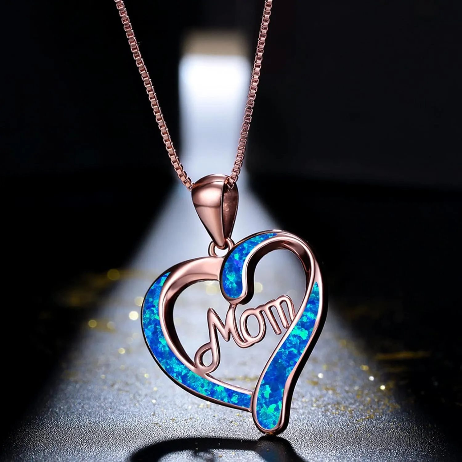 Necklaces for Women,Mom Letters Heart Shaped Crystal Pendant Necklace Collarbone Chain Necklace Jewelry Gifts