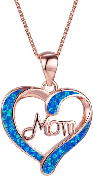 Necklaces for Women,Mom Letters Heart Shaped Crystal Pendant Necklace Collarbone Chain Necklace Jewelry Gifts