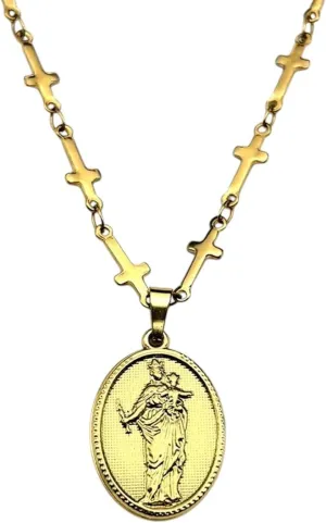 New 2026 Unisex Virgin Mary And Jesus Pendant Necklace For Women Men Stainless Steel Gold Color Christian Cross Chain Necklaces Decoration Jewelry Luxury With You Accessories Trendy For Women And Men