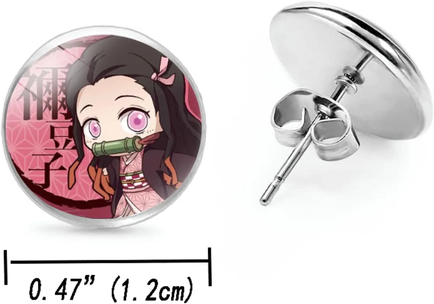 Nezuko Kamado Anime Jewelry Set Glass Dome Crescent Moon Pendant Charm Necklace, Earrings, Bracelet Jewelry Set Gifts for Women Girls