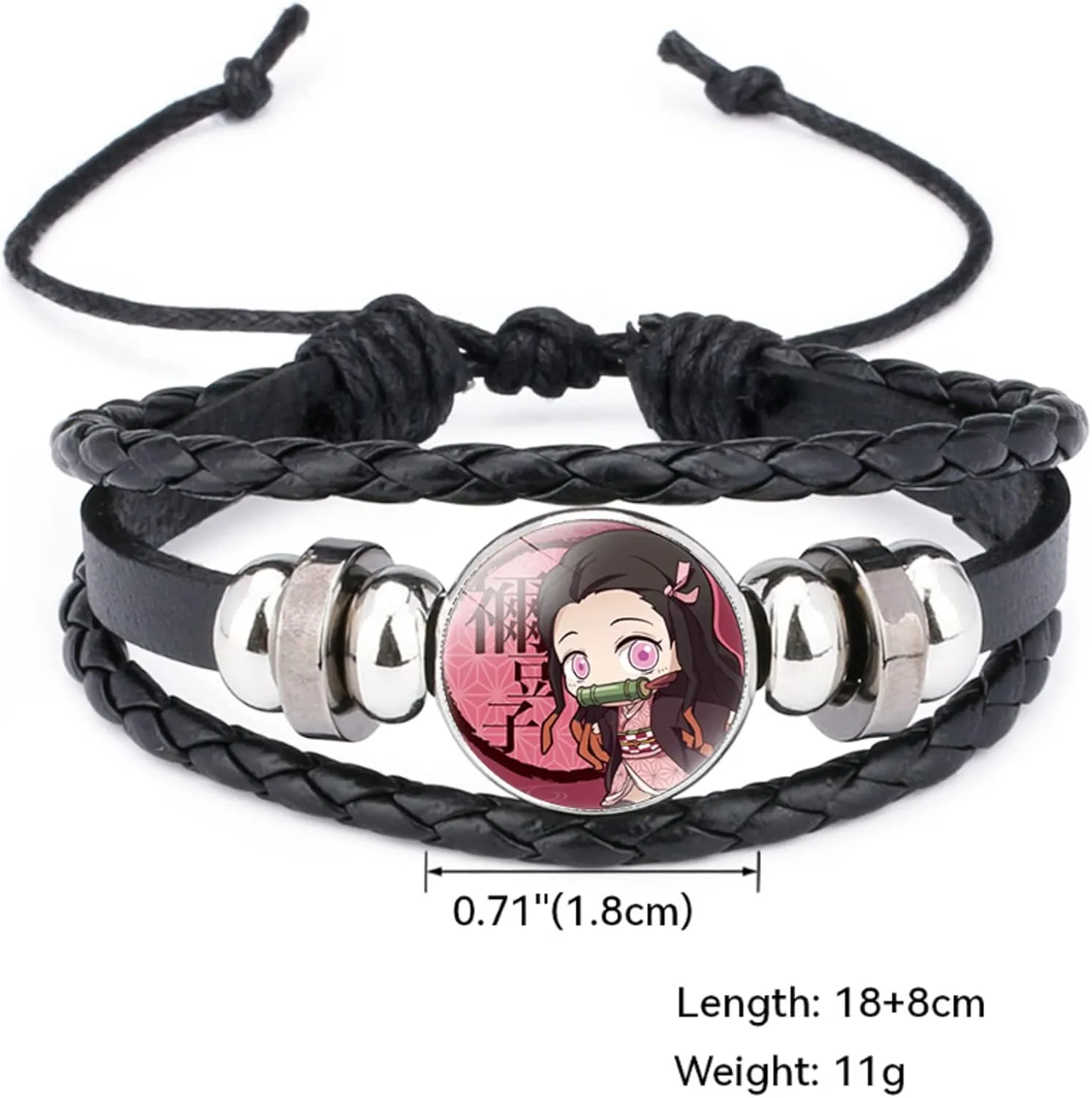 Nezuko Kamado Anime Jewelry Set Glass Dome Crescent Moon Pendant Charm Necklace, Earrings, Bracelet Jewelry Set Gifts for Women Girls