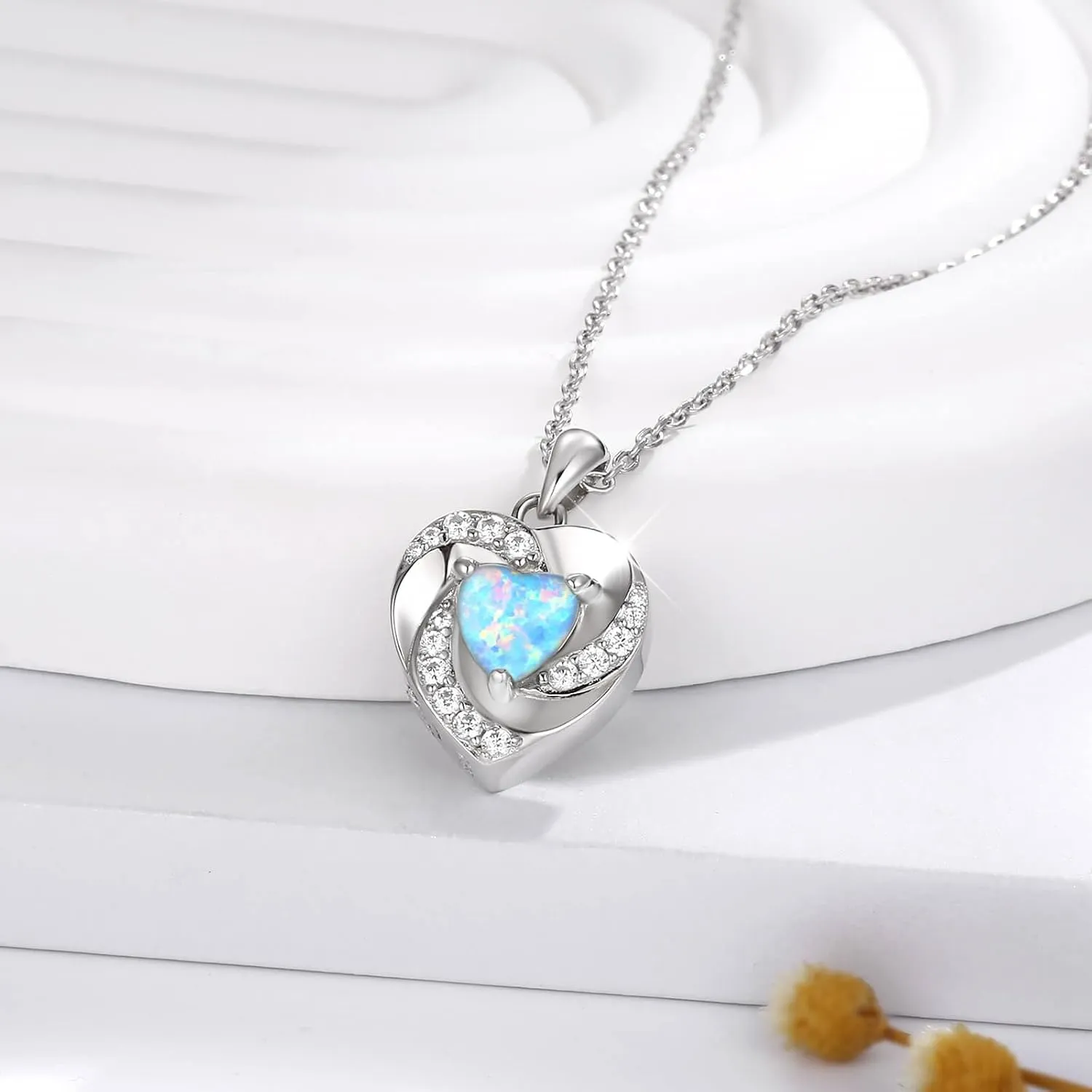 Opal Heart Urn Necklaces to Hold Ashes of Loved Ones 925 Sterling Silver Cremation Jewelry for Women