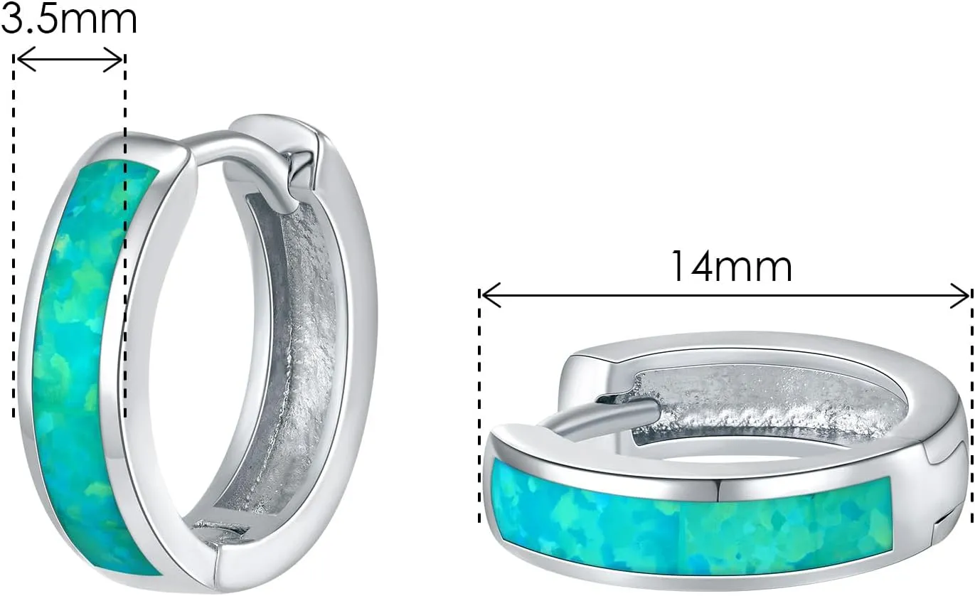 Opal Stud Huggie Hoop Earrings: Hypoallergenic 14K Gold/Silver/Rose Gold Plated Small Hoop Earrings for Women Sensitive Ears