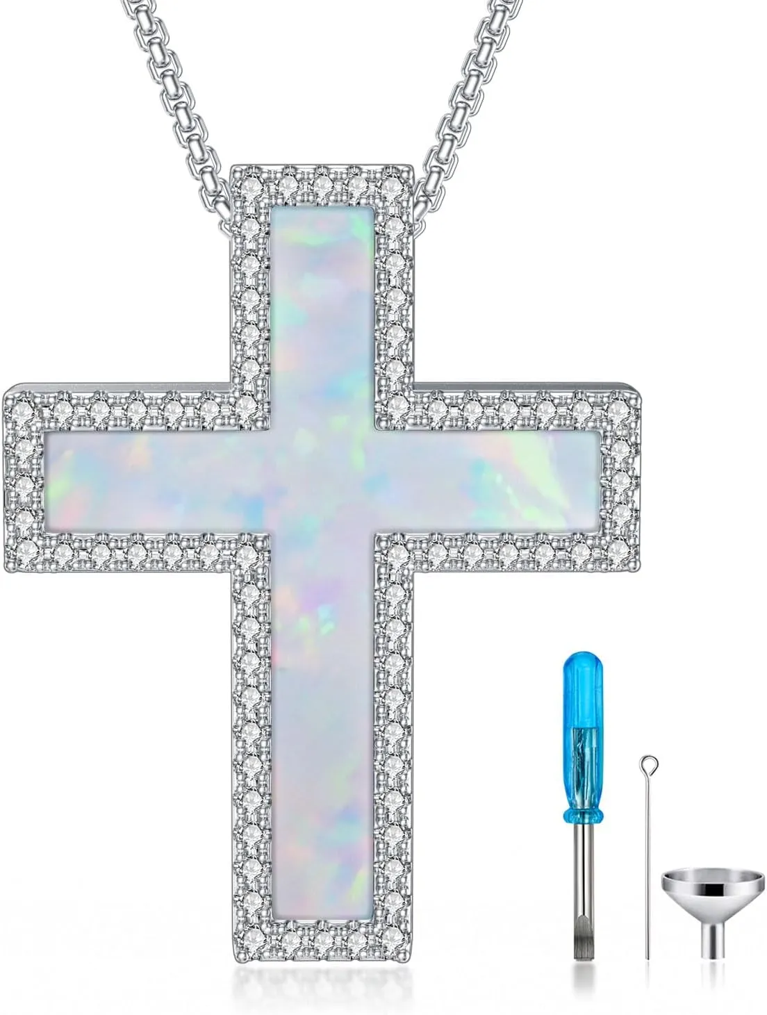 Opal Urn Necklaces for Ashes 925 Sterling Silver Opal Cremation Jewelry for Ashes Memory Jewelry for Women