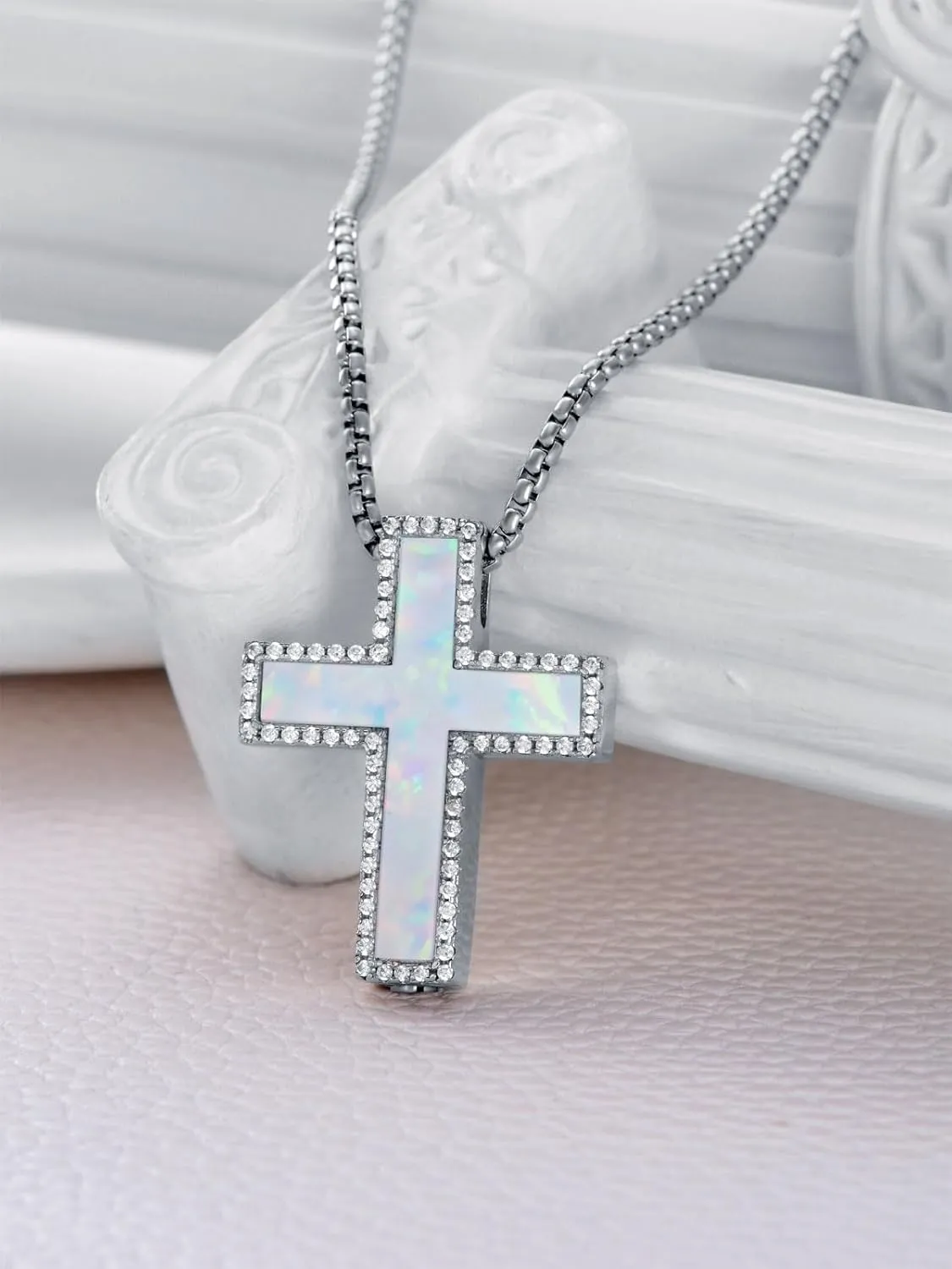 Opal Urn Necklaces for Ashes 925 Sterling Silver Opal Cremation Jewelry for Ashes Memory Jewelry for Women