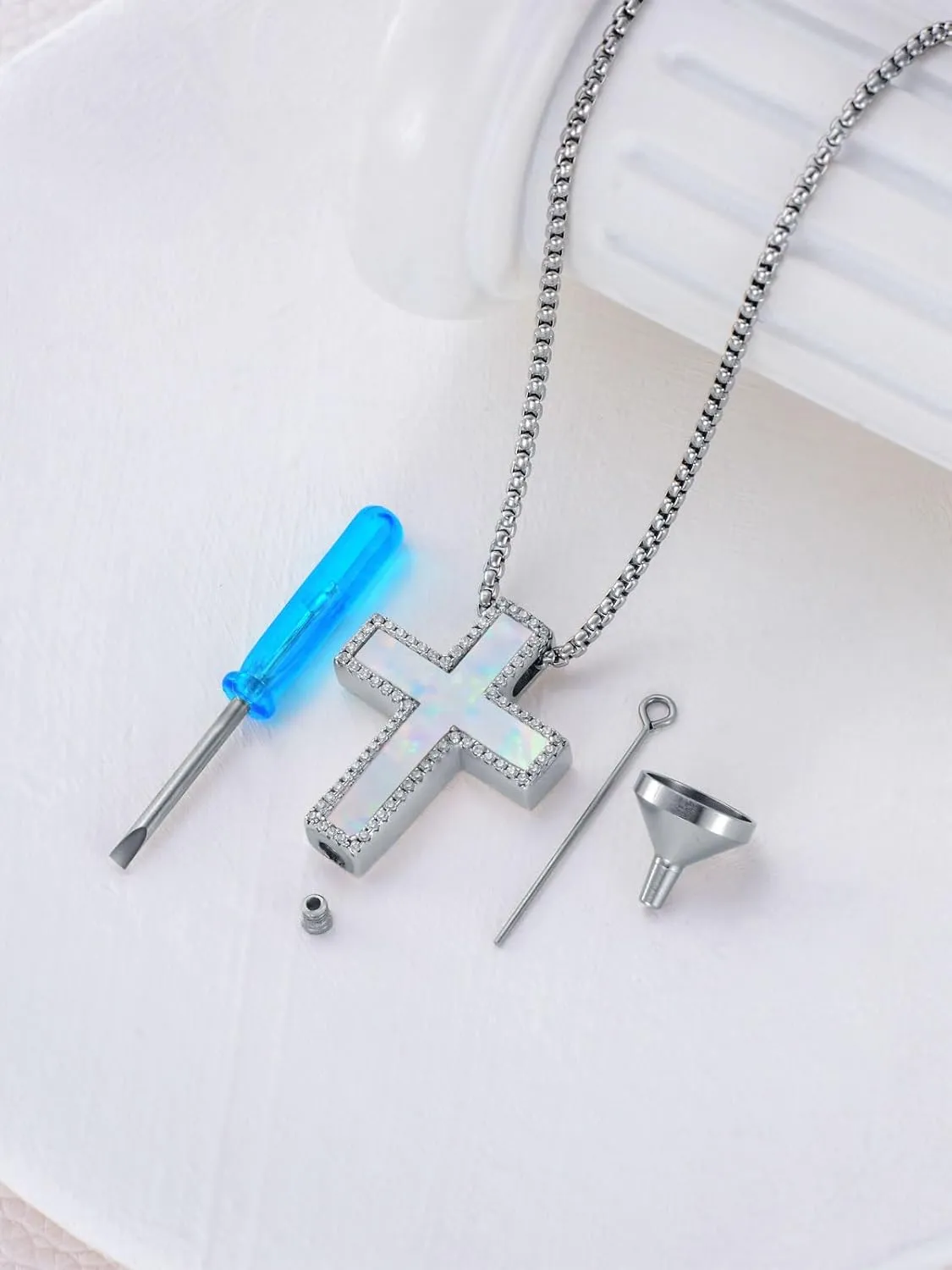Opal Urn Necklaces for Ashes 925 Sterling Silver Opal Cremation Jewelry for Ashes Memory Jewelry for Women