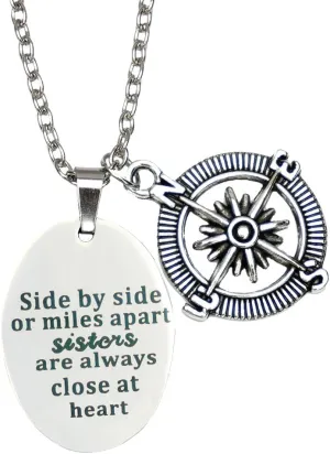 O.RIYA Big Sis Lil Sis Necklaces Set for 2, Silver Sister Bff Forever, Stainless Steel Pinky Promise Sister Best Friend Necklace Set