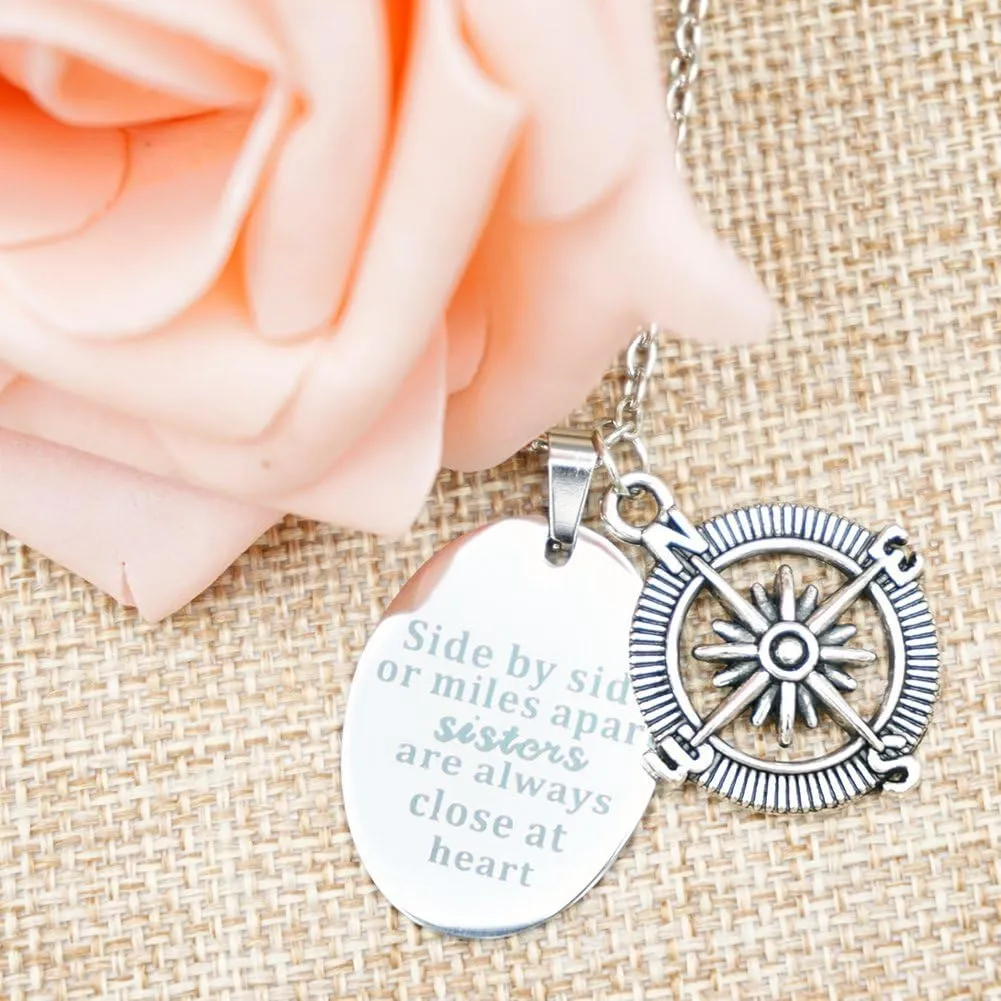 O.RIYA Big Sis Lil Sis Necklaces Set for 2, Silver Sister Bff Forever, Stainless Steel Pinky Promise Sister Best Friend Necklace Set