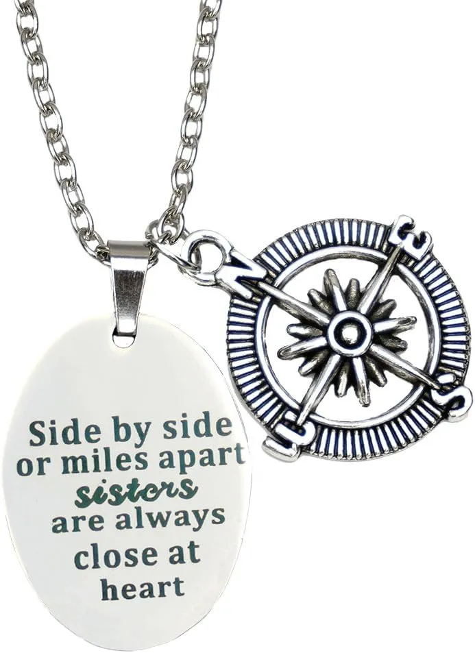 O.RIYA Big Sis Lil Sis Necklaces Set for 2, Silver Sister Bff Forever, Stainless Steel Pinky Promise Sister Best Friend Necklace Set