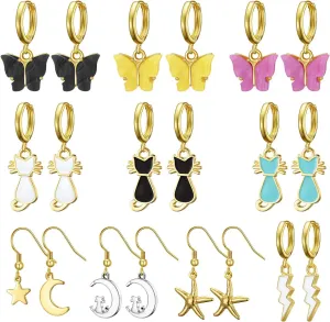 Ornaland 10 Pairs Small Hoop Earrings Set Hoop Hypoallergenic Dangle Gold Earrings for Women