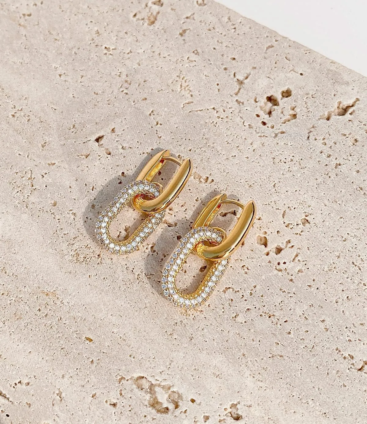 OZEL 14K Gold & Silver Plated Paperclip Chain Earrings with Cubic Zirconia  Dangle, Hoop, Huggie, Stud Styles  Womens Fashion Jewelry Gift