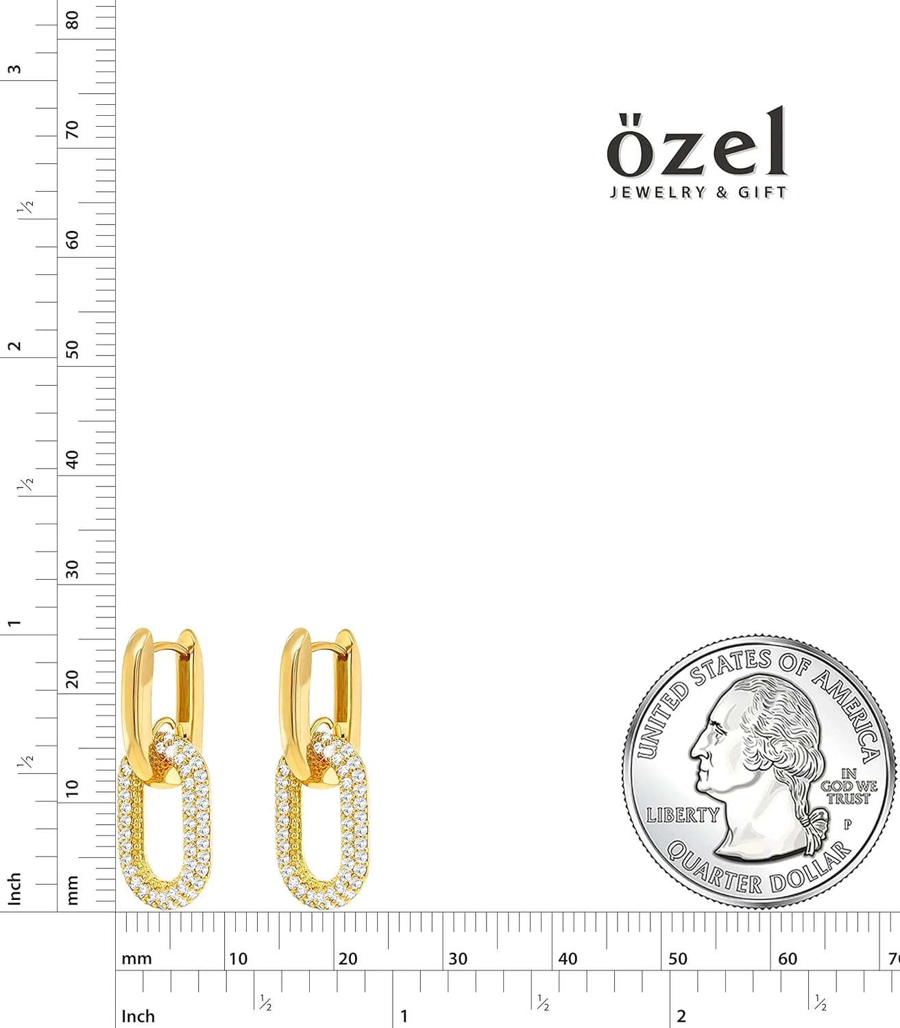 OZEL 14K Gold & Silver Plated Paperclip Chain Earrings with Cubic Zirconia  Dangle, Hoop, Huggie, Stud Styles  Womens Fashion Jewelry Gift