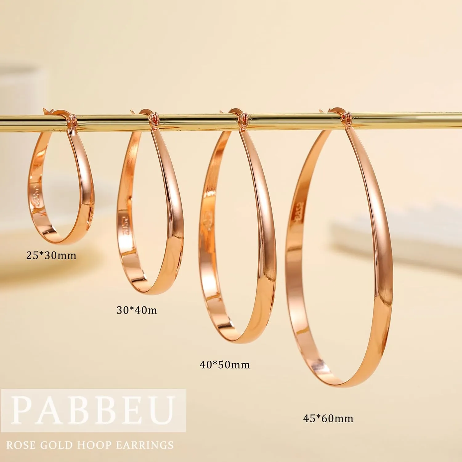 PABBEU Sterling Silver Hoop Earrings for Women Thick Large Hoops Earrings Lightweight Hypoallergenic Oval Silver Hoop Earring for Women Gifts 30/40/50/60MM