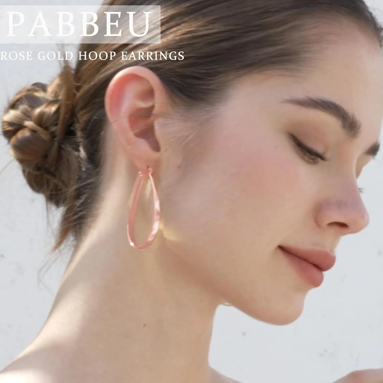 PABBEU Sterling Silver Hoop Earrings for Women Thick Large Hoops Earrings Lightweight Hypoallergenic Oval Silver Hoop Earring for Women Gifts 30/40/50/60MM