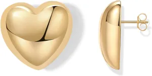 PAVOI 14K Gold Plated Sterling Silver Posts Chunky Heart Statement Earrings for Women | Love Friendship Puffy Heart Teardrop Dangle & Stud Earrings